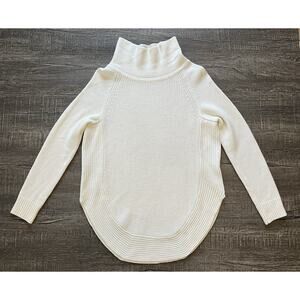 Athleta Ravine Merino Wool Blend Funnel Turtleneck Knit Tunic Sweater White XXS